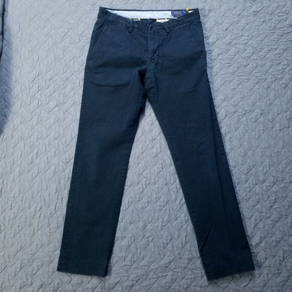 Polo Ralph Lauren Chino Pants Mens 32X32 Black Stretch Slim Fit Flat Front